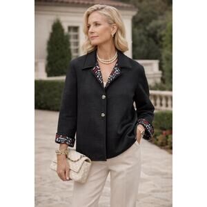 St John Sport Lightweight Quilted Boxy Cropped Coat Old Money Casual M Luxury